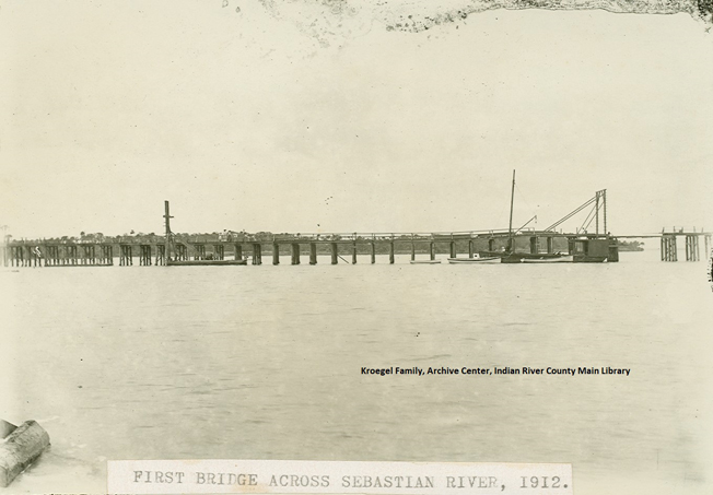 wooden St. Sebastian River bridge, 1912